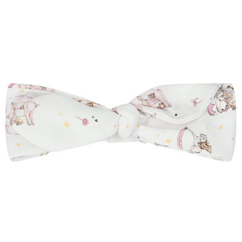 ربطة شعر بطبعة باللون الأبيض والزهري